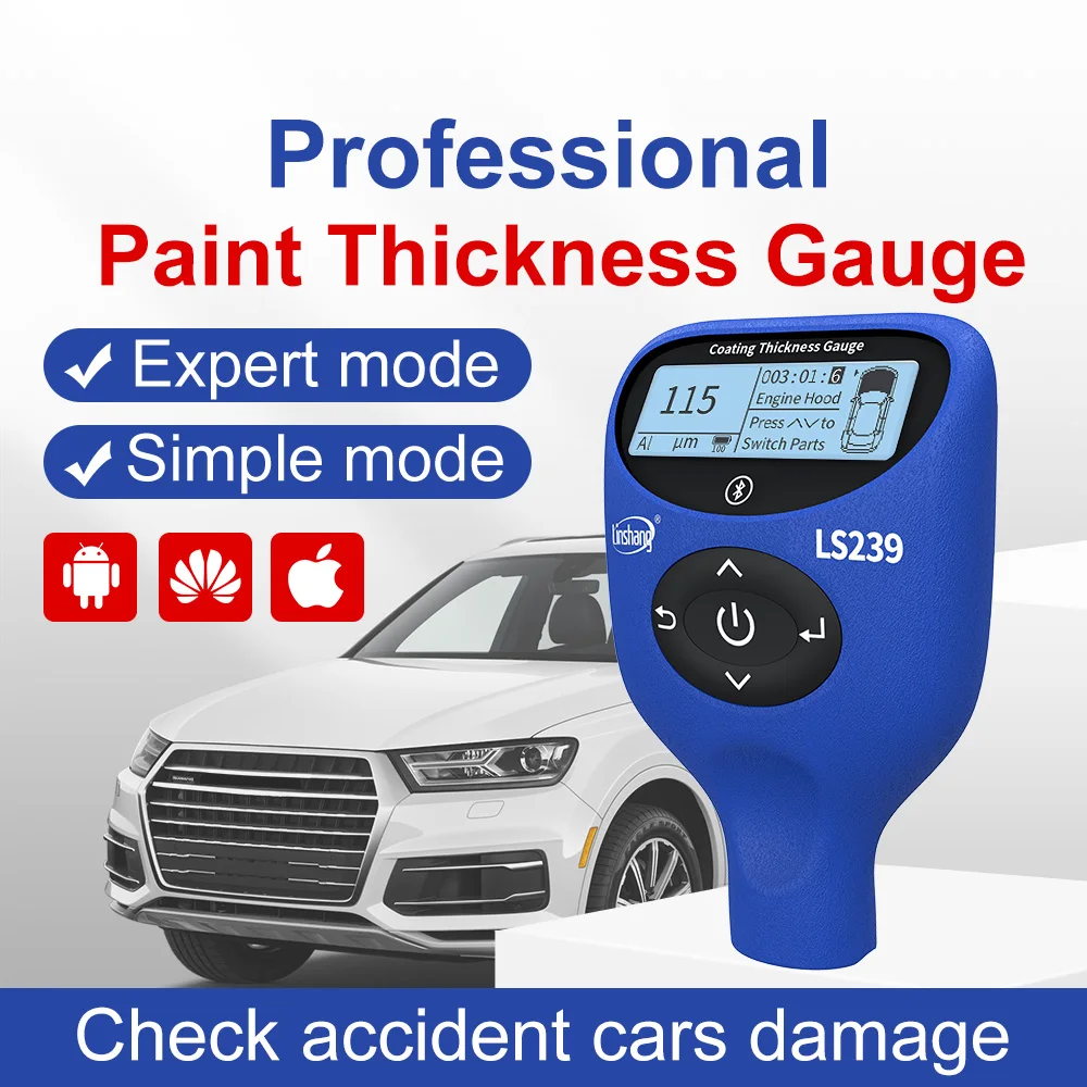 

Professional Coating Thickness Meter LS239 5000μm Coating Thickness Gauge Charge Car Paint Tester Three-Color Display