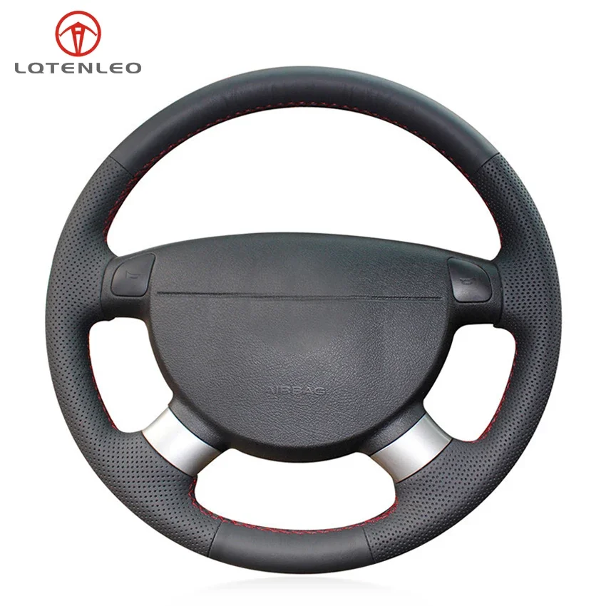 LQTENLEO Black Artificial Leather Steering Wheel Cover For Chevrolet Lova Aveo Buick Excelle Daewoo Gentra Daewoo Lacetti Ravon