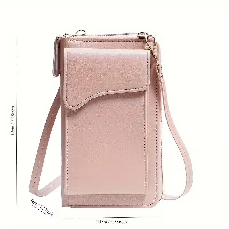 Schultertasche für Damen, Kleine Umhängetasche aus PU-Leder, Damen-Handytasche, Geldbörse, Kartenetui, Clutch, Portemonnaie M – Detail 2