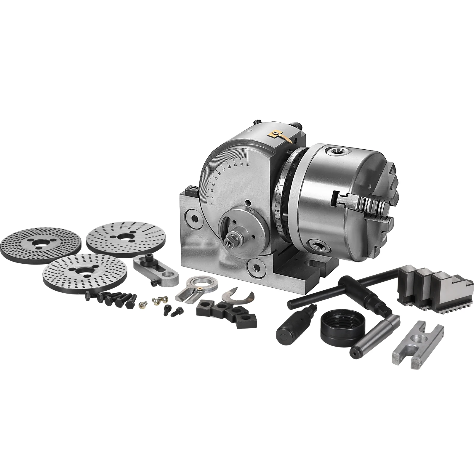 ​​SIHAO Dividing Head Precision Universal BS-4in/5in/6in 3-Jaw Indexing Head Tailstock & Chuck for Drilling Milling Grinding​​