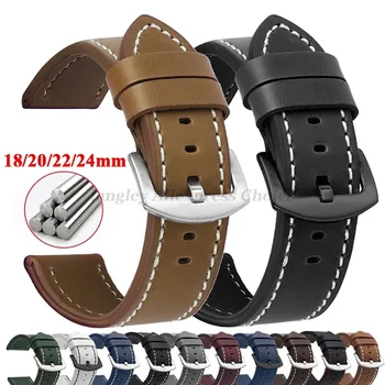 시계 밴드 스트랩 빈티지 가죽 시계 밴드 세이코 스테인레스 스틸 버클 남성 여성 스포츠 WatchAccessories 18mm 20mm 22mm 24mm