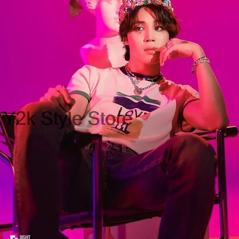 Jimin متساوية الحب تي شيرتات قصيرة الاكمام الرجال النساء Kpop الشباب مجموعة شقة الحب الطباعة عالية الجودة القطن قصير الأكمام المحملة القمم #6