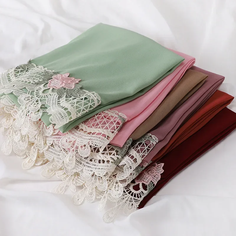 New pearl chiffon wrap head scarf, women's lace lace decorative wrap head scarf