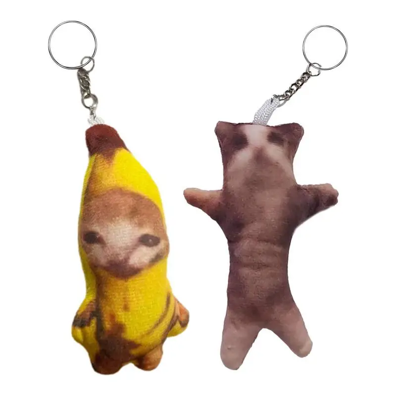 2024 Banana Cat  Pendant Cute Banana Cat Doll Toy Keychain Car Bag Funny Pendant Keyring Gifts New Sound Design for Bag