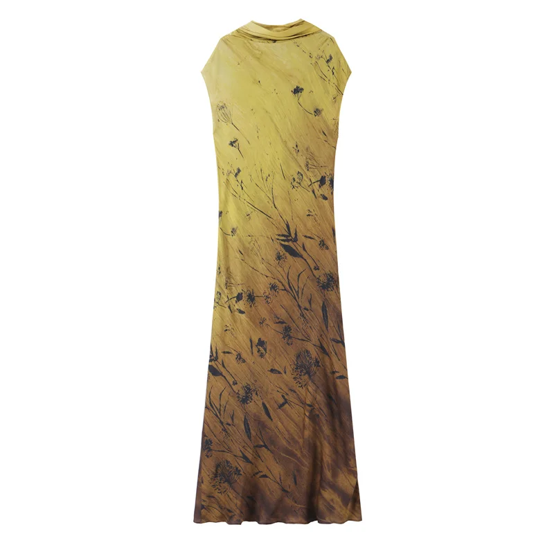 Guobioziy 2026 Summer New Women's Dress Gradient Printed Short Sleeve Long Dress Elegant and Graceful Perfect for Parties