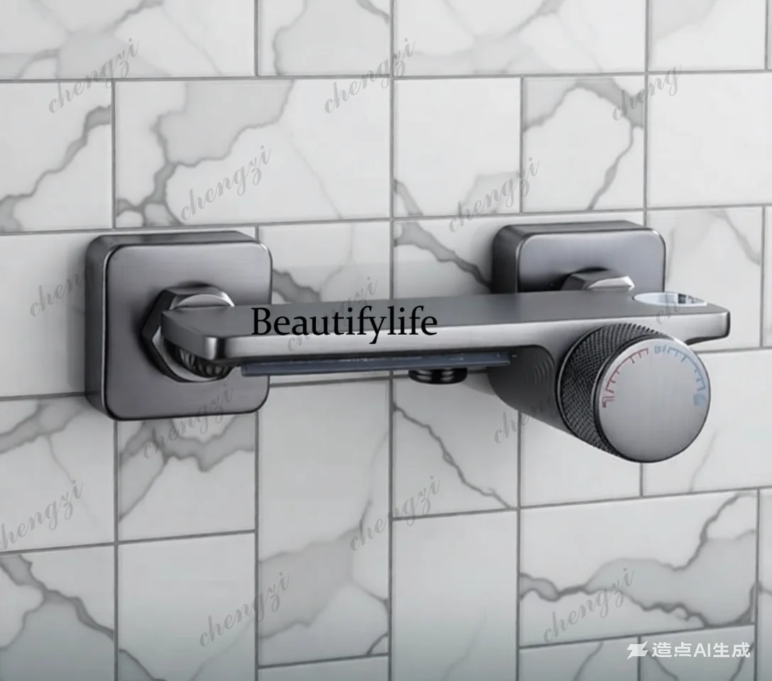 Waterfall Spout Tub Shower Faucet with Triple Handle Mixing Valve - Hot/Cold Modern Bathroom Fixture