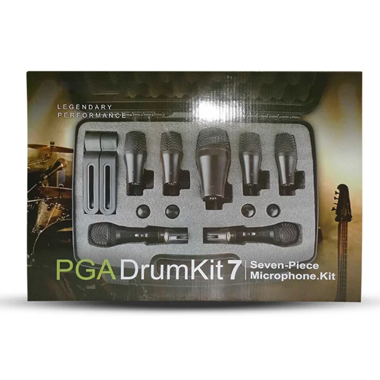 Panvotech PGADMK7 Instrument 7 pcs Clip Mic Kit Bundle Recording Professional Wired Drum Microphone Set