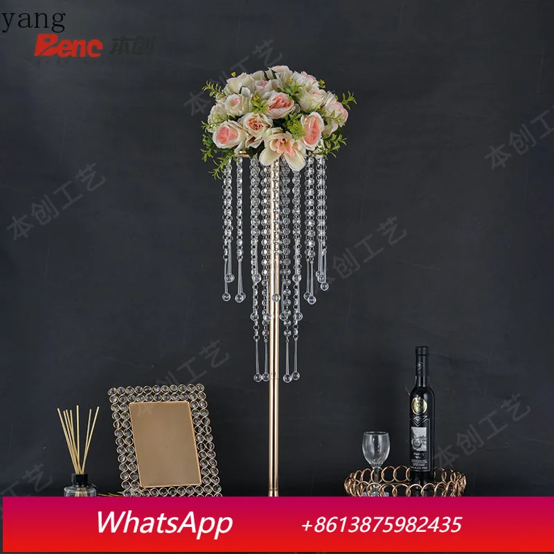 

CX romantic wedding crystal flower stand western food main table decoration ornament wedding road guide metal flower stand