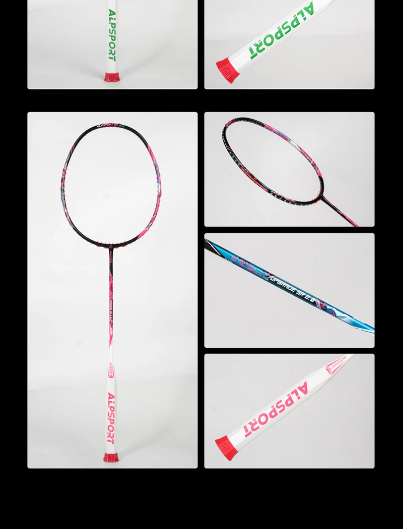 ALPSPORT SR2.0 Badmintonschläger mit doppelseitigem Farbdesign 9U 54g G5 T1000 Carbon 30LBS besaitet ultraleicht Balance 325±2mm schnelles Handling für Anfänger, Verein Schule Freizeit Training Angriff/Abwehr Kontrolle – Detail 14