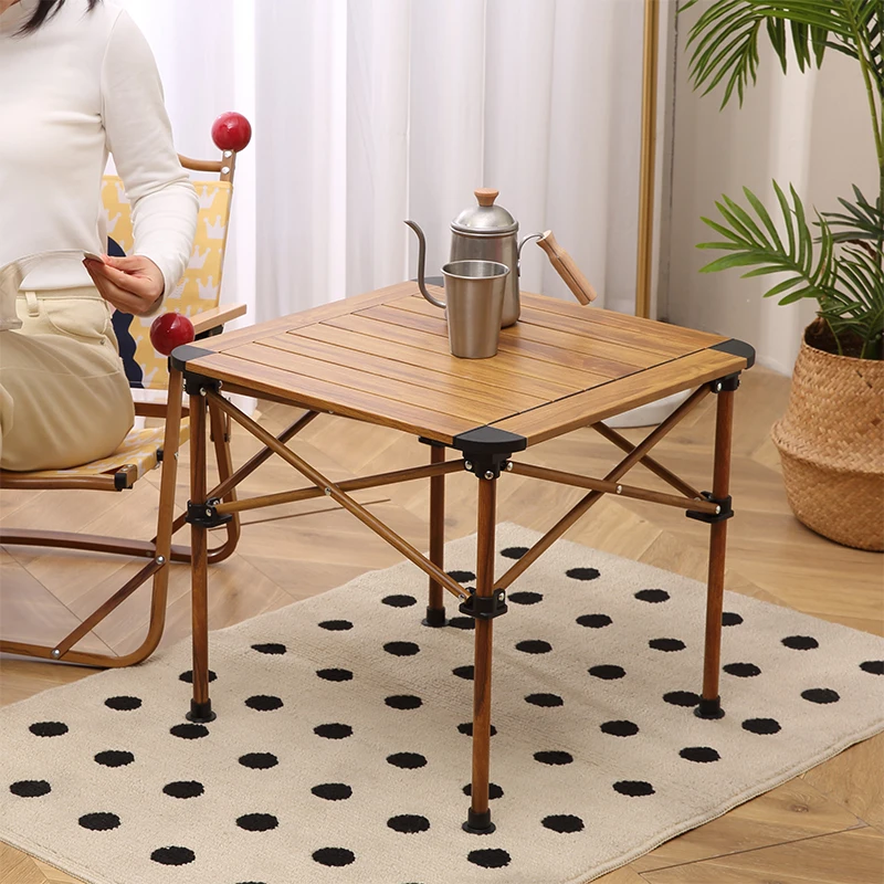 طاولة تخييم قابلة للطي مربعة قابلة للدوران IGT خفيفة الوزن في الهواء الطلق مزدوجة الجوانب من سبائك الألومنيوم المحمولة شرفة طاولة جانبية للقهوة #4