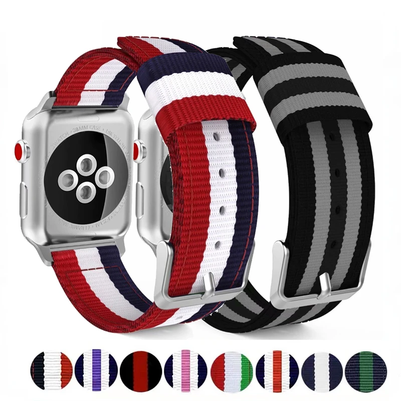 Nylon Canvas Strap For Apple Watch Ultra 9 8 7 45mm 41mm 44mm 42mm 40mm 38mm 49mm Fabric Bracelet Wristband For iwatch 6 5 4 SE