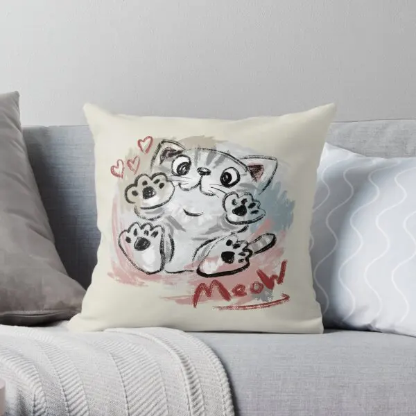 

American Shorthair Sketch Printing Throw Pillow Cover Fashion Decorative Hotel Wedding Sofa Case Pillows not include One Side