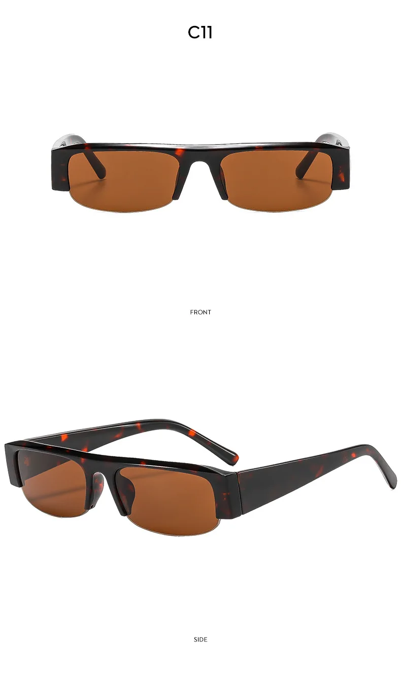 Halbrahmen-Sonnenbrille mit kleinem Rechteck und Farbverlauf für Damen, neue Vintage-Sonnenbrille in Schwarz-Rot, sexy Sonnenbrille für Damen, Fahrbrille. – Detail 14
