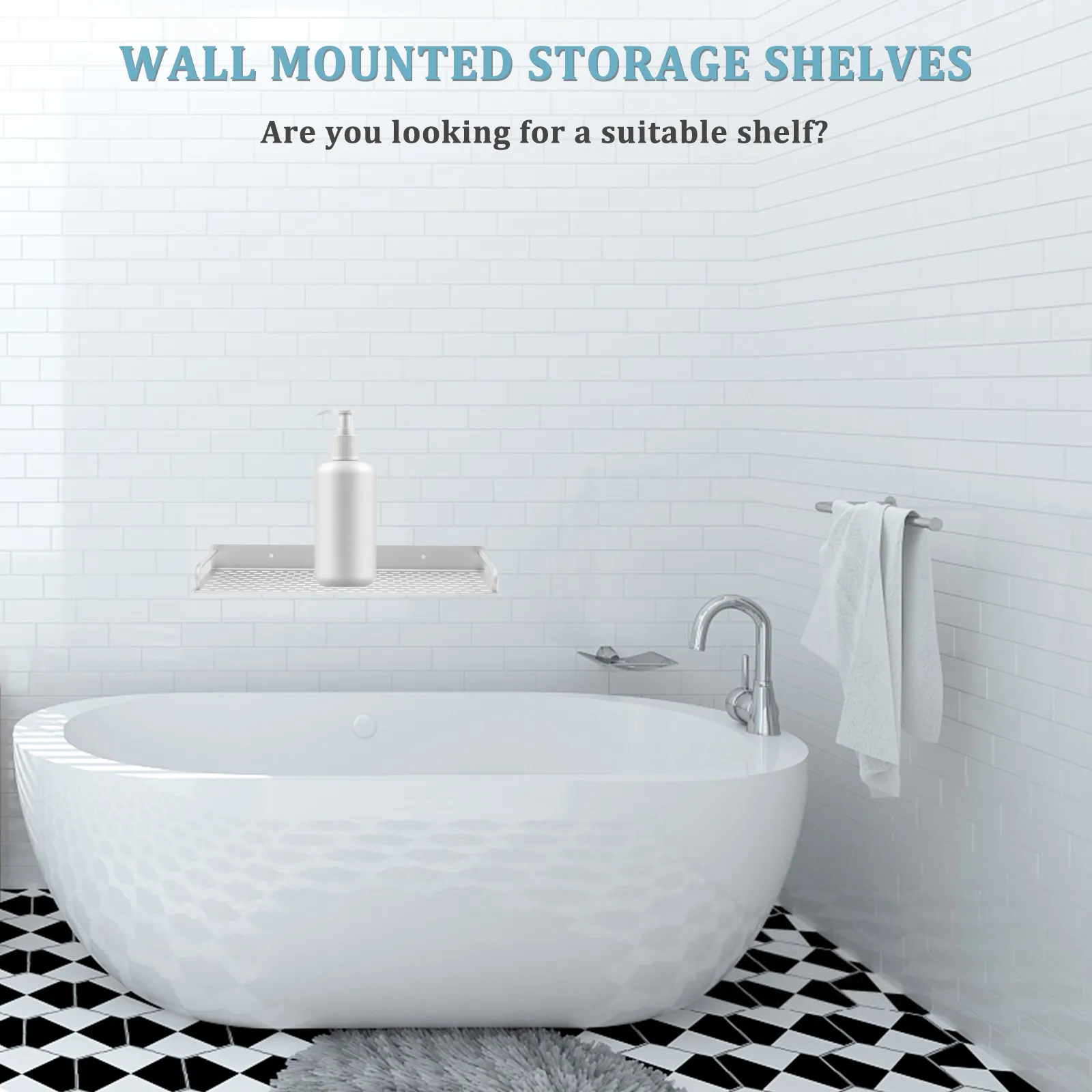 

Bathroom Storage Rack Wall-Mounted Aluminum Storage Shelf Practical Organizer for Home Kitchen Bathroom