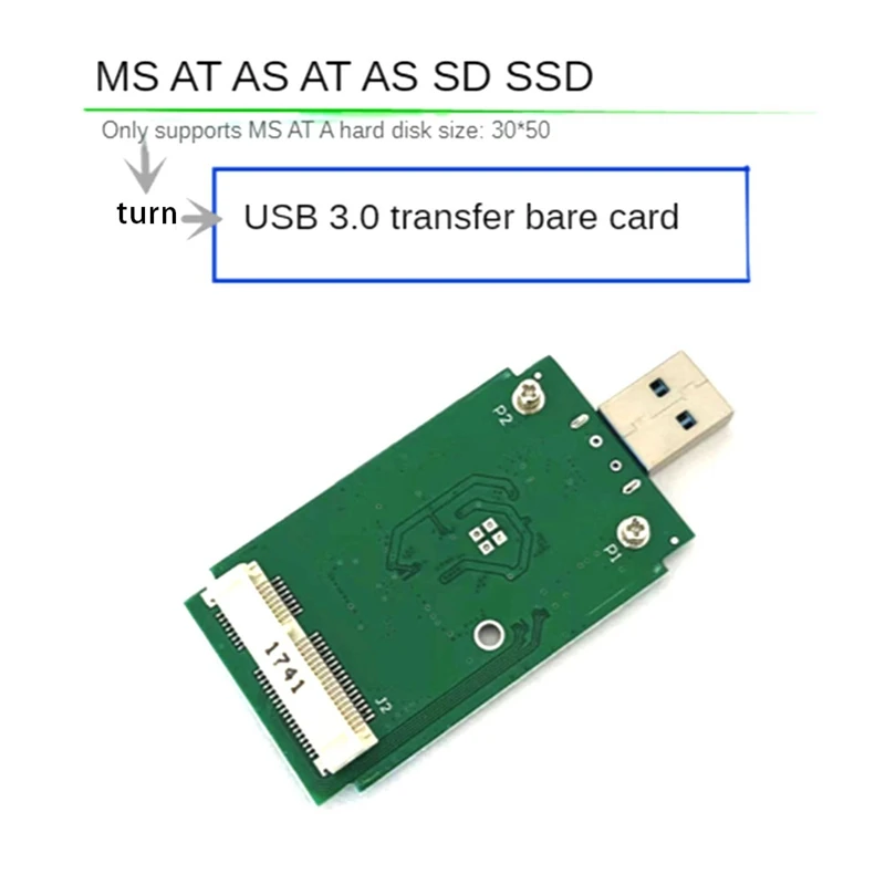 1 Piece External MSATA To USB3.0 Adapter Card Portable Hard Drive Unpacked Mobile Adapter Board Dark Green