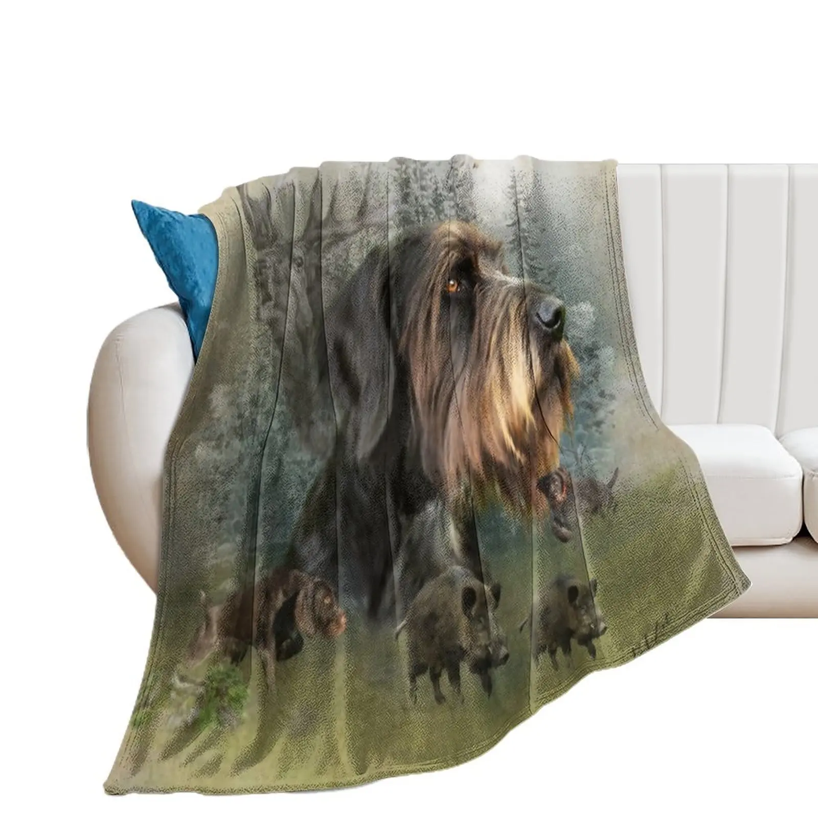 

German Wirehaired Pointer, Boar Hunting Throw Blanket Decorative Throw Cute christmas decoration Blankets