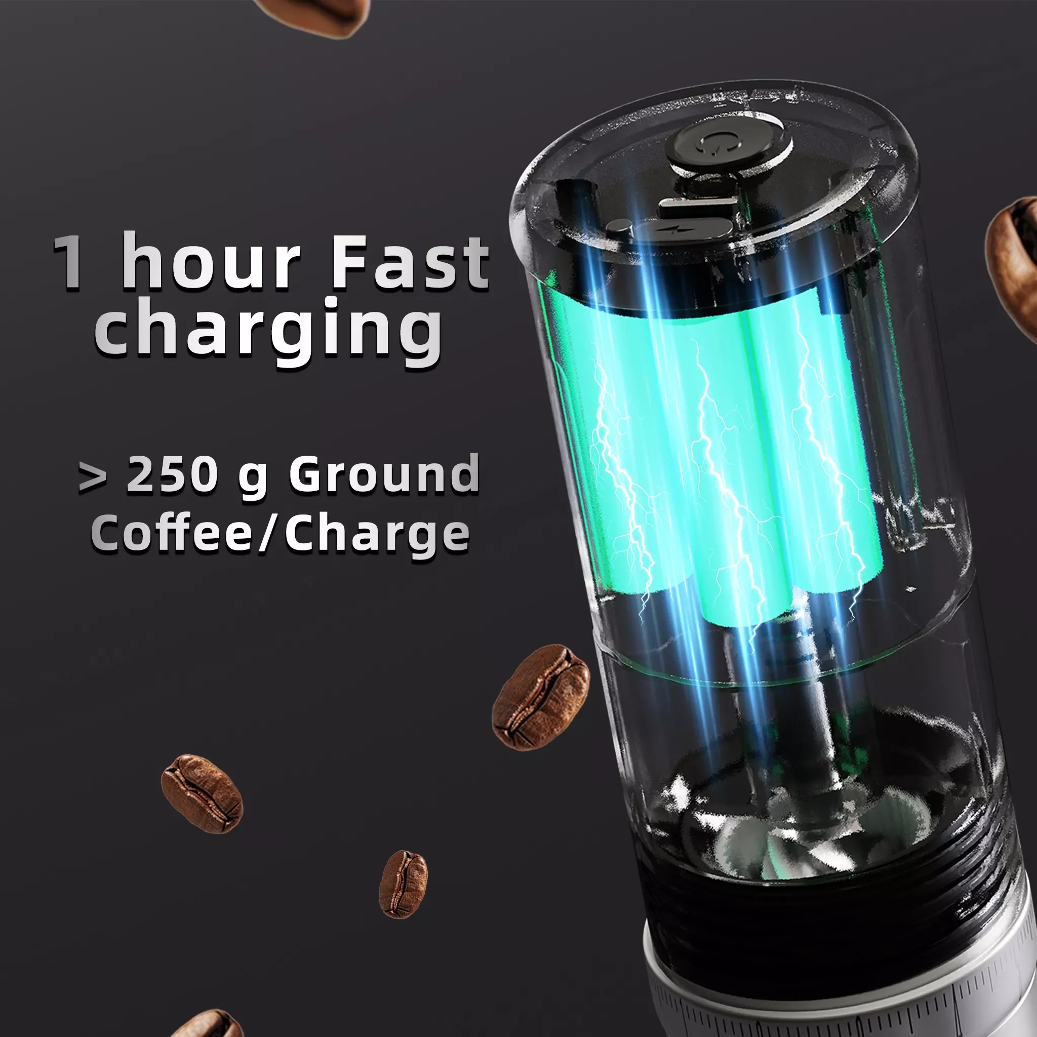 STLF CGE03 Portable Rechargeable Electric USB Coffee Grinder Aluminum Automatic with 10-Star Burr Core for Travel Use in Hotels
