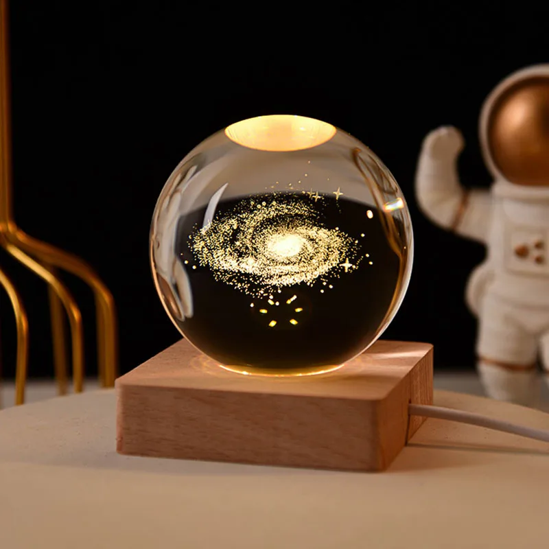 Creative Moon Crystal Ball Usb Luminescence Glass Sphere Bola De Cristal Office Home Decor Craft Kids Birthday Christmas Gift