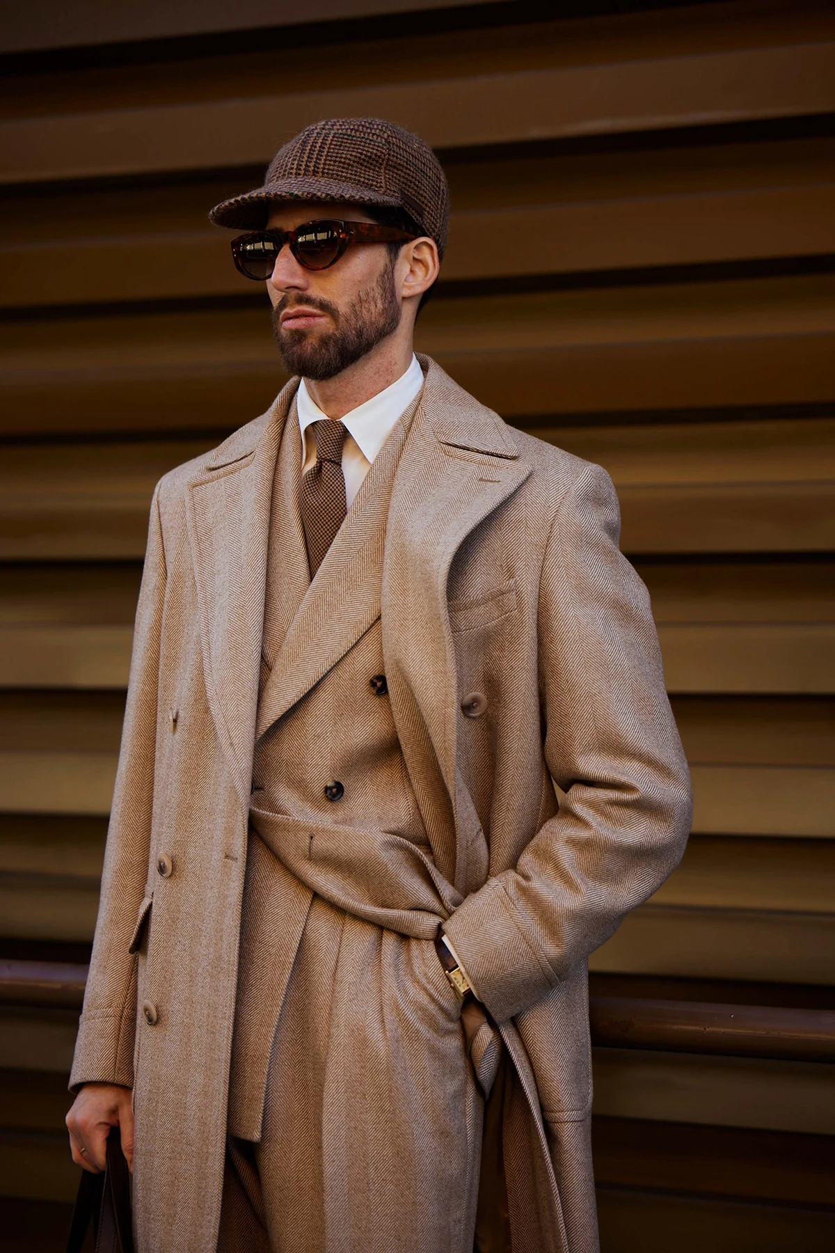 Manteau d'hiver à chevrons pour hommes, olympiques 3 pièces à double boutonnage, smokings formels et vêtements d'extérieur, veste de poche, tenue masculine à revers Patricia