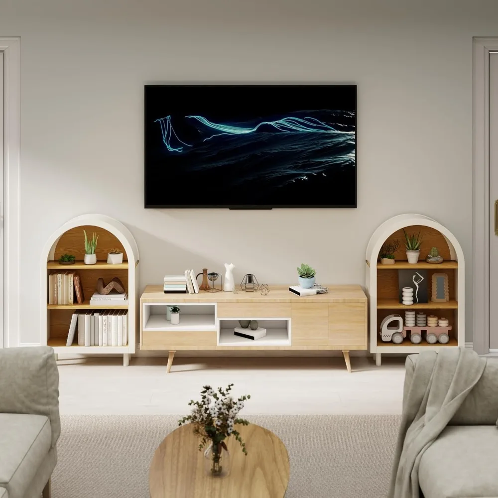 خزانة كتب منحنية، خزانة كتب قصيرة مقوسة صغيرة مع أرفف خزانة تخزين من 3 طبقات، حافظات عرض خشبية مفتوحة للمدخل، موديل