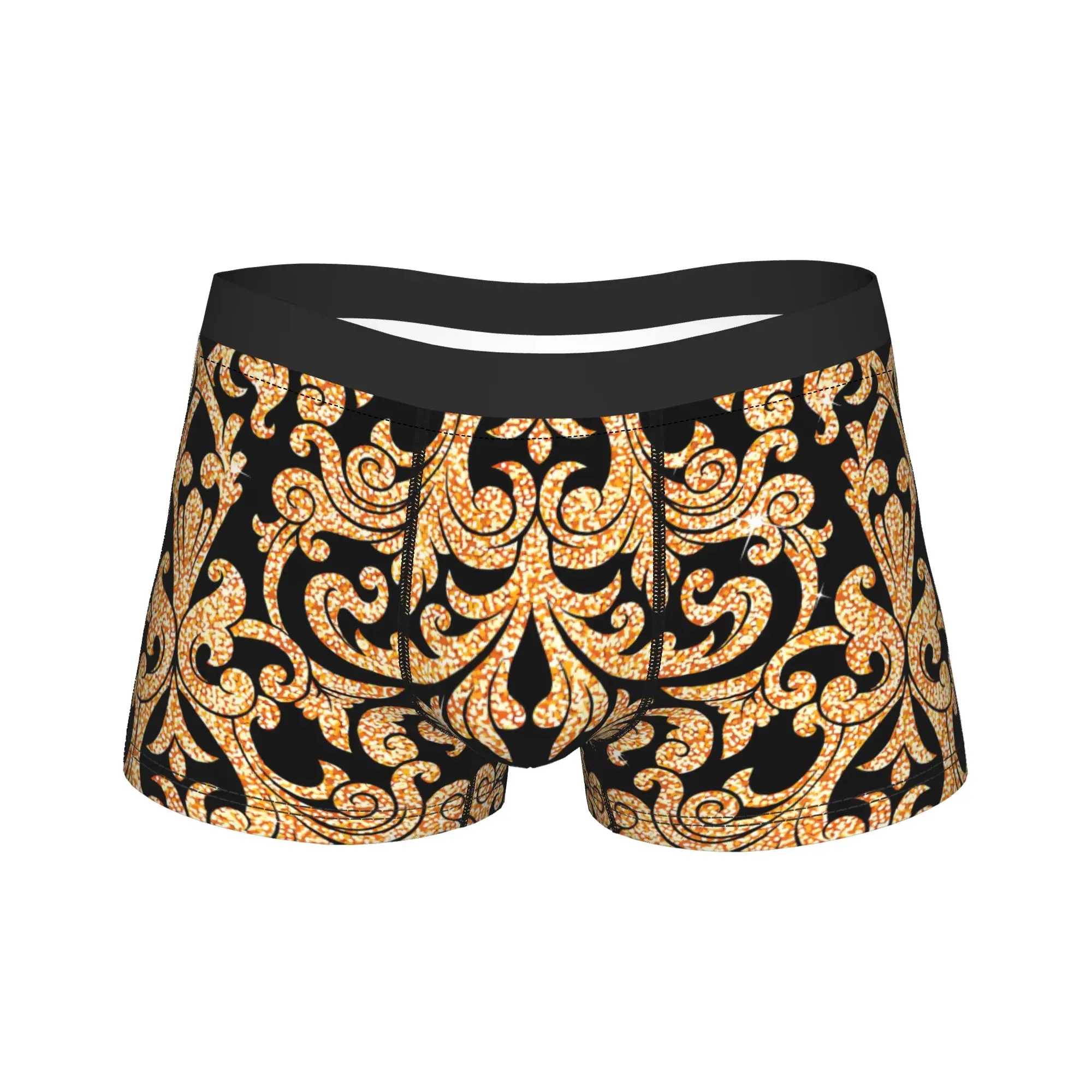 Custom Golden Lion And Damask Ornament Underwear  Men's Boxer Brief Funny Trunk Hot Sale Customs Plus Size Underpants