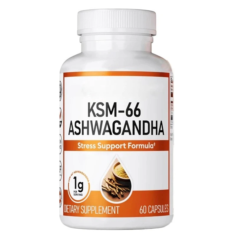 

KSM-66 South African drunken eggplant root powder extract, 5% internal alcohol, 1000mg KSM66 and black pepper, 60 capsules