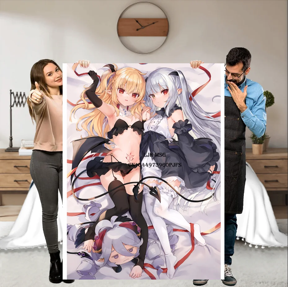 Hentai Anime Blanket Kawaii Demon Girl Manga Wallpaper Super Soft Flannel Blanket Succubus Blanket for Anime Fan and Otaku Waifu