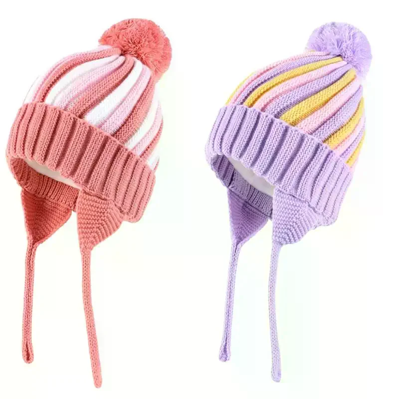 قبعة شتوية لطيفة للأطفال الرضع قبعة دافئة متماسكة للأولاد والبنات والأطفال الصغار قبعة صغيرة مبطنة بالصوف #3