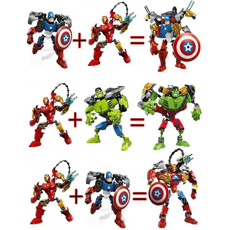 Marvel Movie Avengers Superhero Doll Iron Man Spider-Man Captain America Stitching Building Block Model Children's Birthday Toys