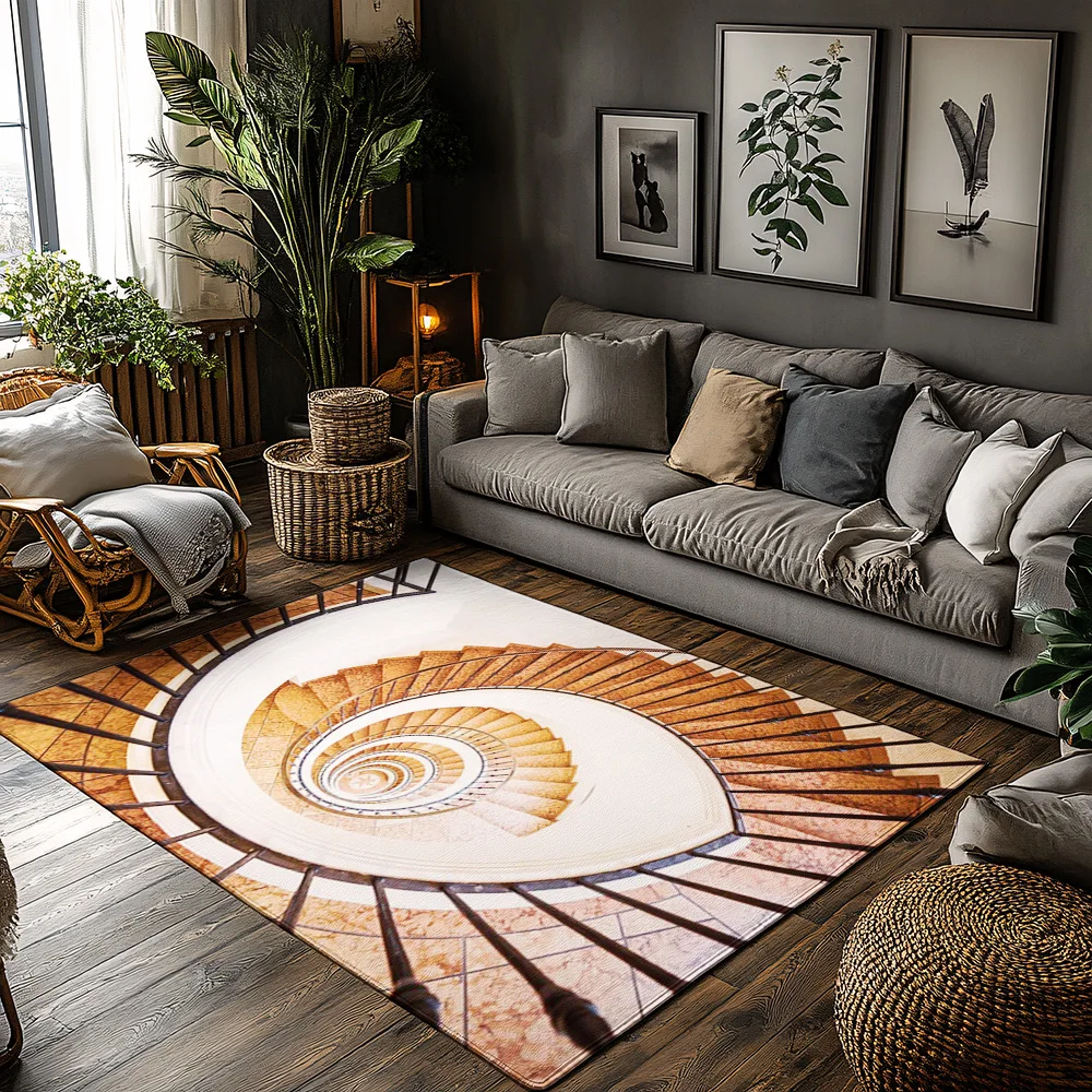 

Tuniu Spiral Seashell Area Rug Non-Slip Home Floor Mat for Living Room Bedroom Kitchen Decor