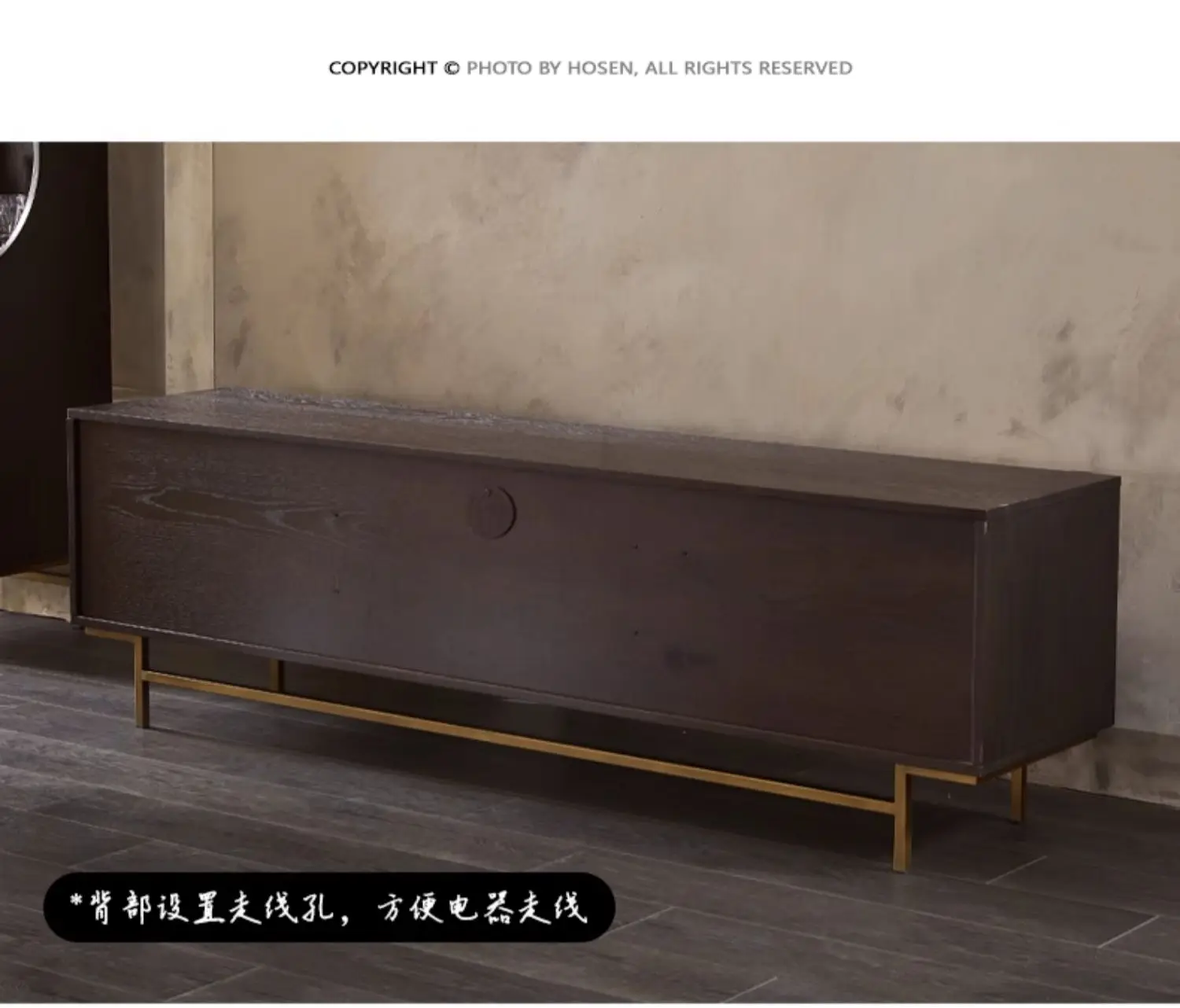 

Nordic medieval retro old wabi wind solid wood oak rattan TV cabinet living room cabinet