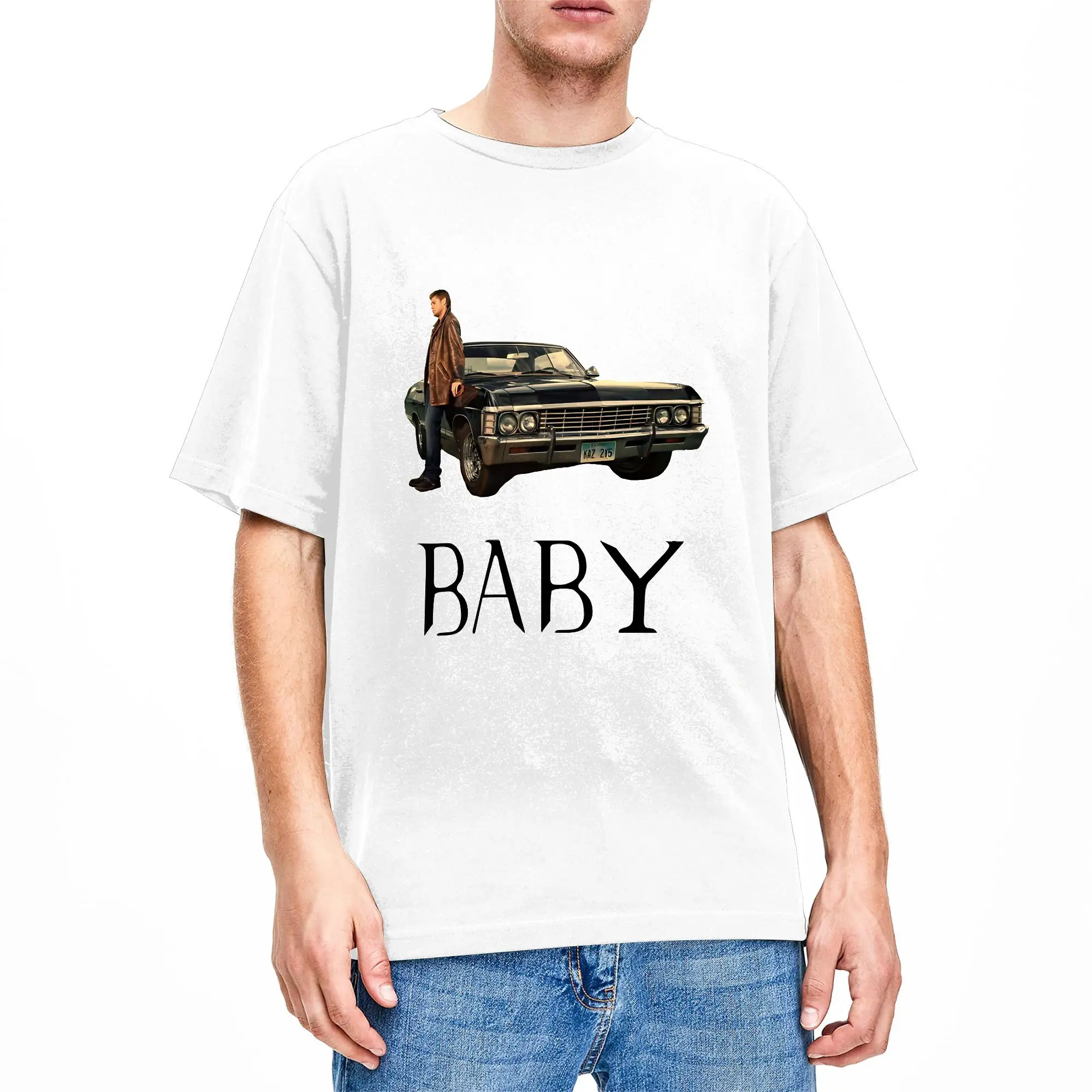 Dean's Baby Impala Supernatural T Shirt Summer  Cotton T-Shirts For Men's Hipster Pattern Tshirt Short Sleeves Street Style Tops