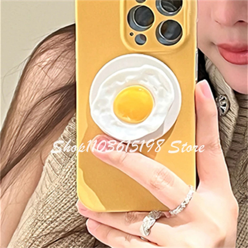 

Korea Cute Cartoon Poached Egg Magnetic Holder Phone Griptok Grip Tok Stand Support For iPhone For Magsafe Accessories Smart Tok