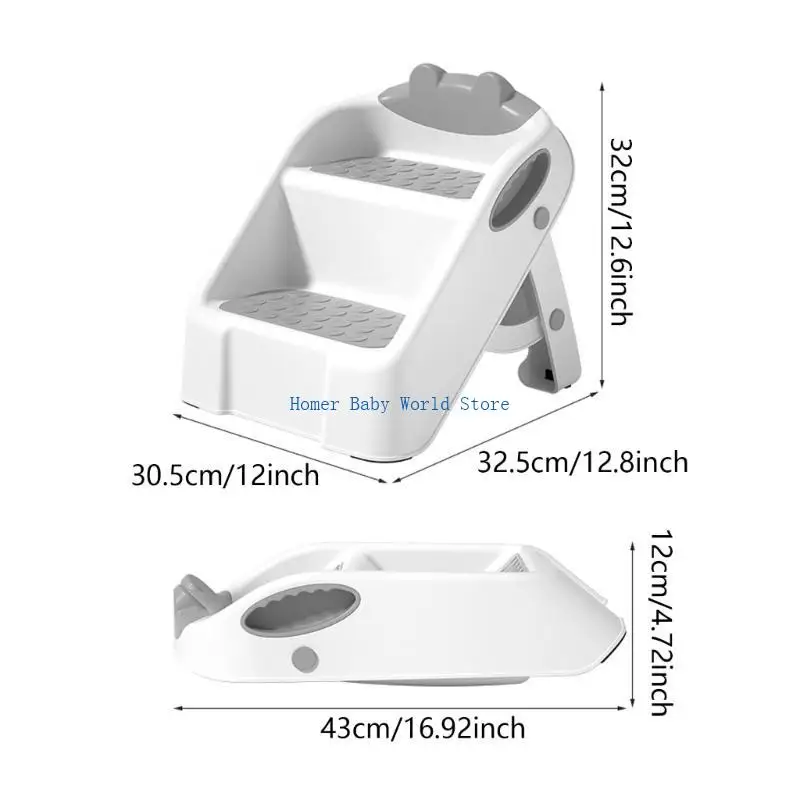 B2QD قعادة التدريب سلم البراز مساعد طفل يخطو البراز خطوة البراز طوي 2 خطوة البراز للحمام يسهل حملها #6