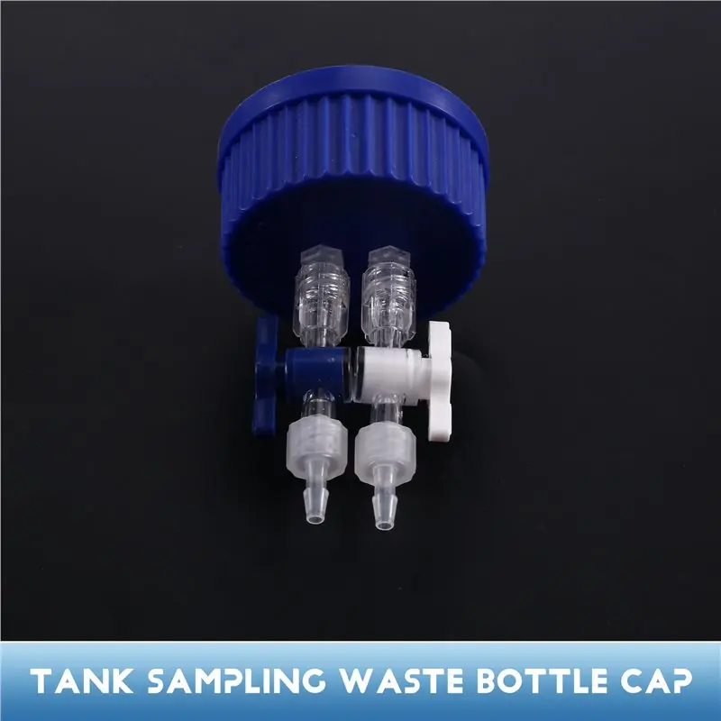 JHD Blue GL45 Safety Cap Fermentation Reactor Tank Feeding Buffer Cover Sampling Waste Liquid Bottle Cap With Switch Valve