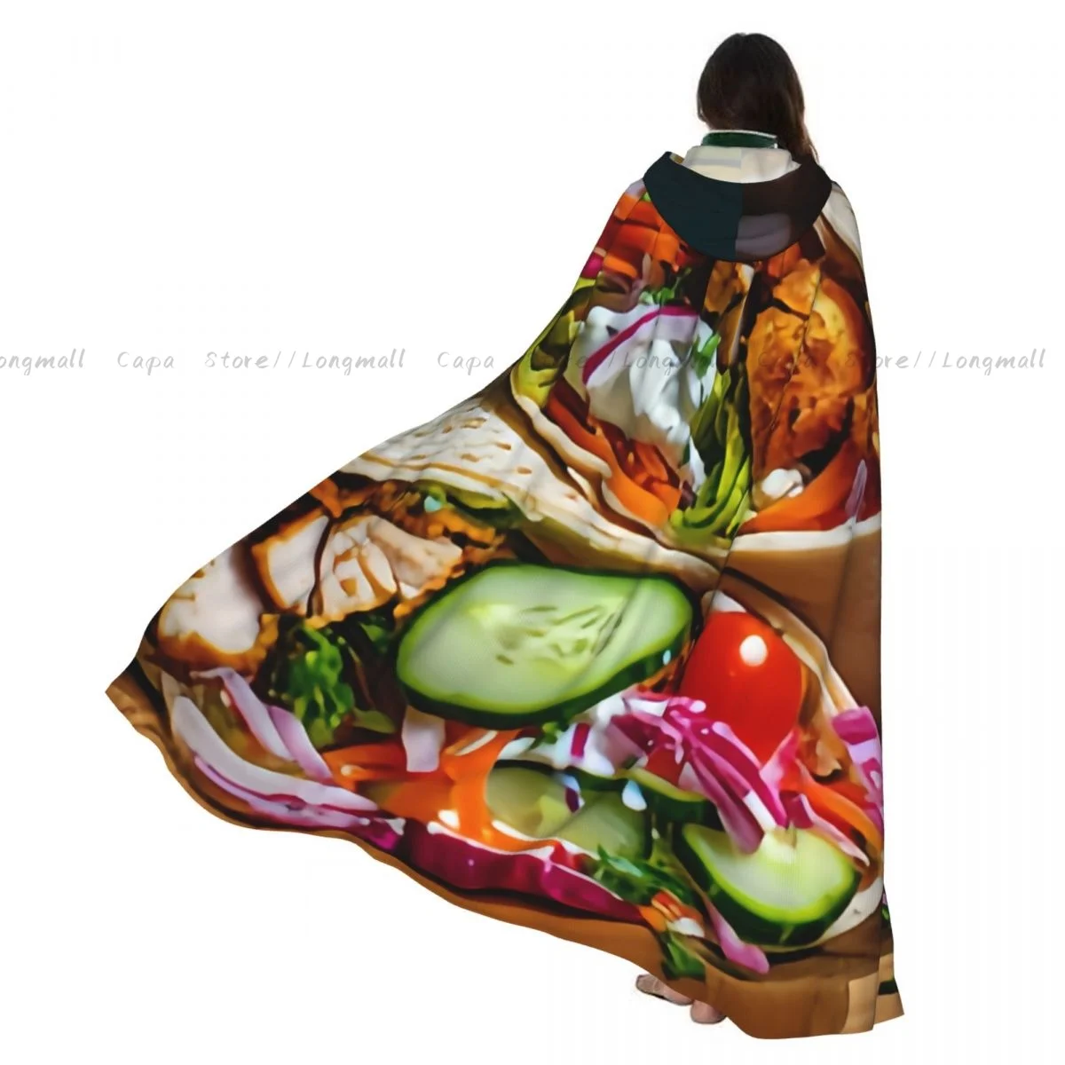 

Doner Kebab Shawarma With Meat Sauce Hooded Cloak Coat Halloween Cosplay Costume Vampire Devil Wizard Cape Gown Party