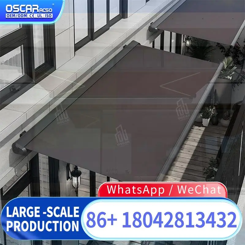 

Выдвижной моторизованный навес-маркиза с полной кассетой для двора, террасы, балкона, уличный солнцезащитный навес, выдвижной тент