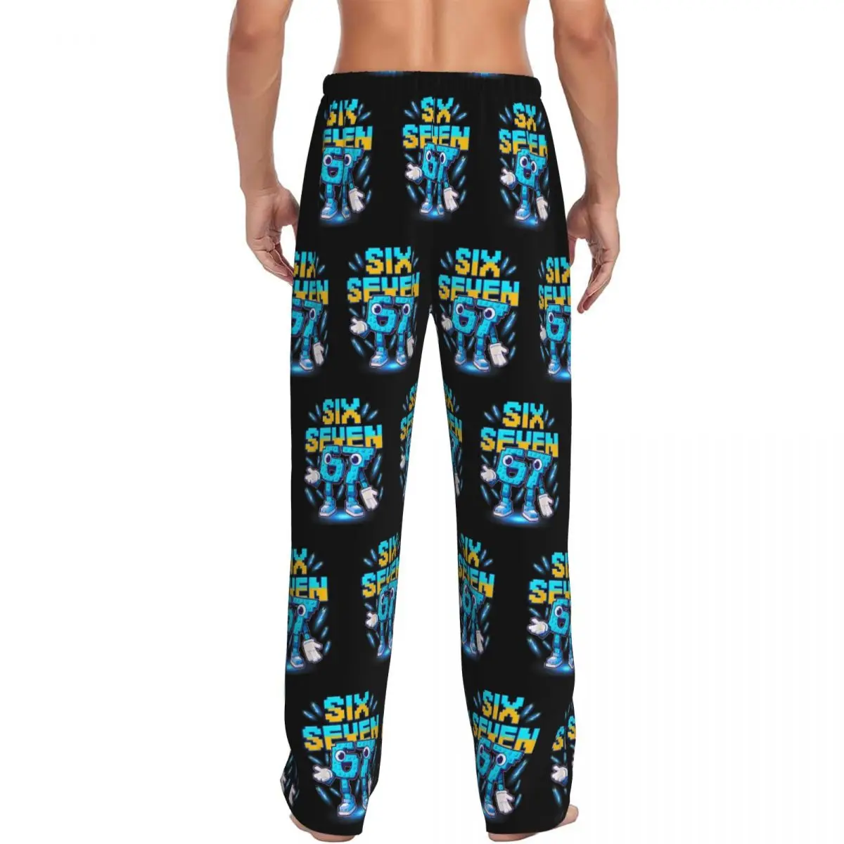 Custom Number 67 Building Blocks Print Pajama Pants Men Sleepwear Sleep Lounge Bottoms with Pockets