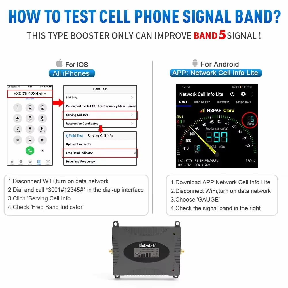 

2G 3G 4G Band 5 Mobile Signal Cellular Amplifier Boost Wireless Network Coverage Strength for Home Office Building Car