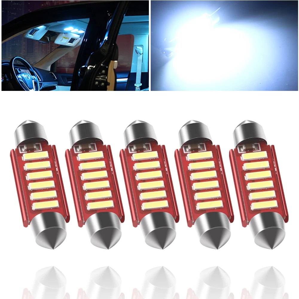 

12 В Canbus 8000K Ice Blue C5W C10W Festoon 36 39 41 мм 3000K Теплая светодиодная лампа для освещения пластинок 12 В Купольные фонари для автомобиля 6000K Белый