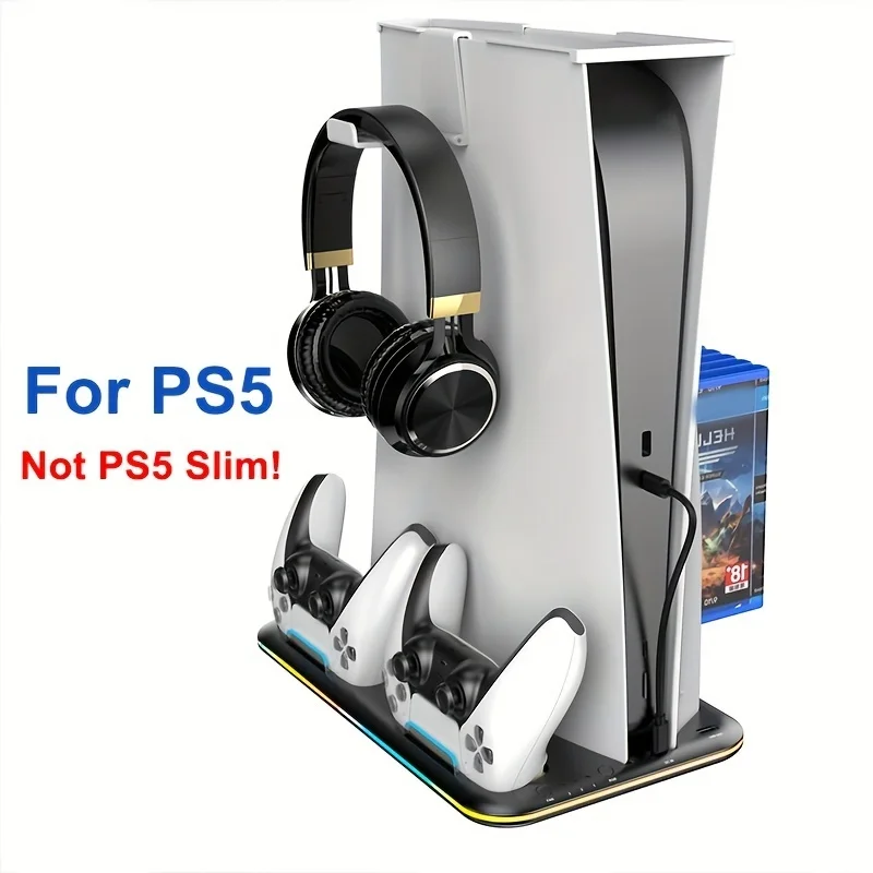 

RGB Cooling Stand with Dual Controller Charging Station for Playstation 5, Includes PS5 Storage Accessories