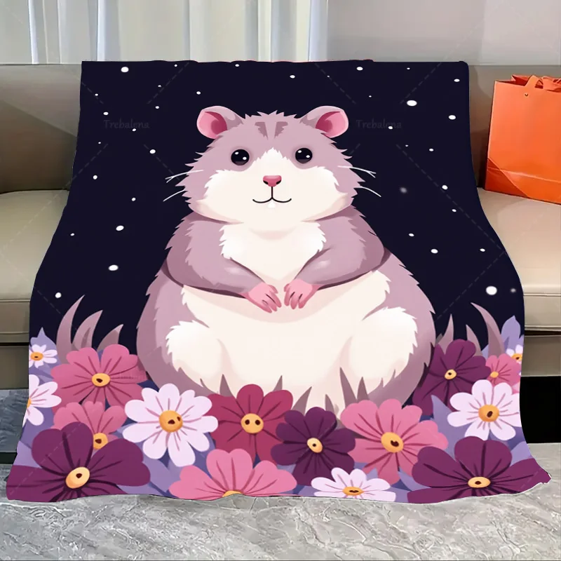 

1 шт. фланелевое одеяло милый хомяк в звездной ночи цветочное одеяло для уютных ночей