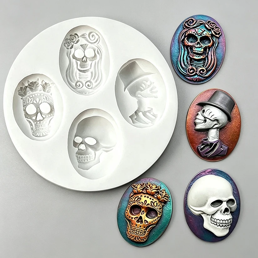 Halloween Skull Rose Silicone Sugarcraft Mold Resin Tools Cupcake Baking Mould Fondant Cake Decorating Tools