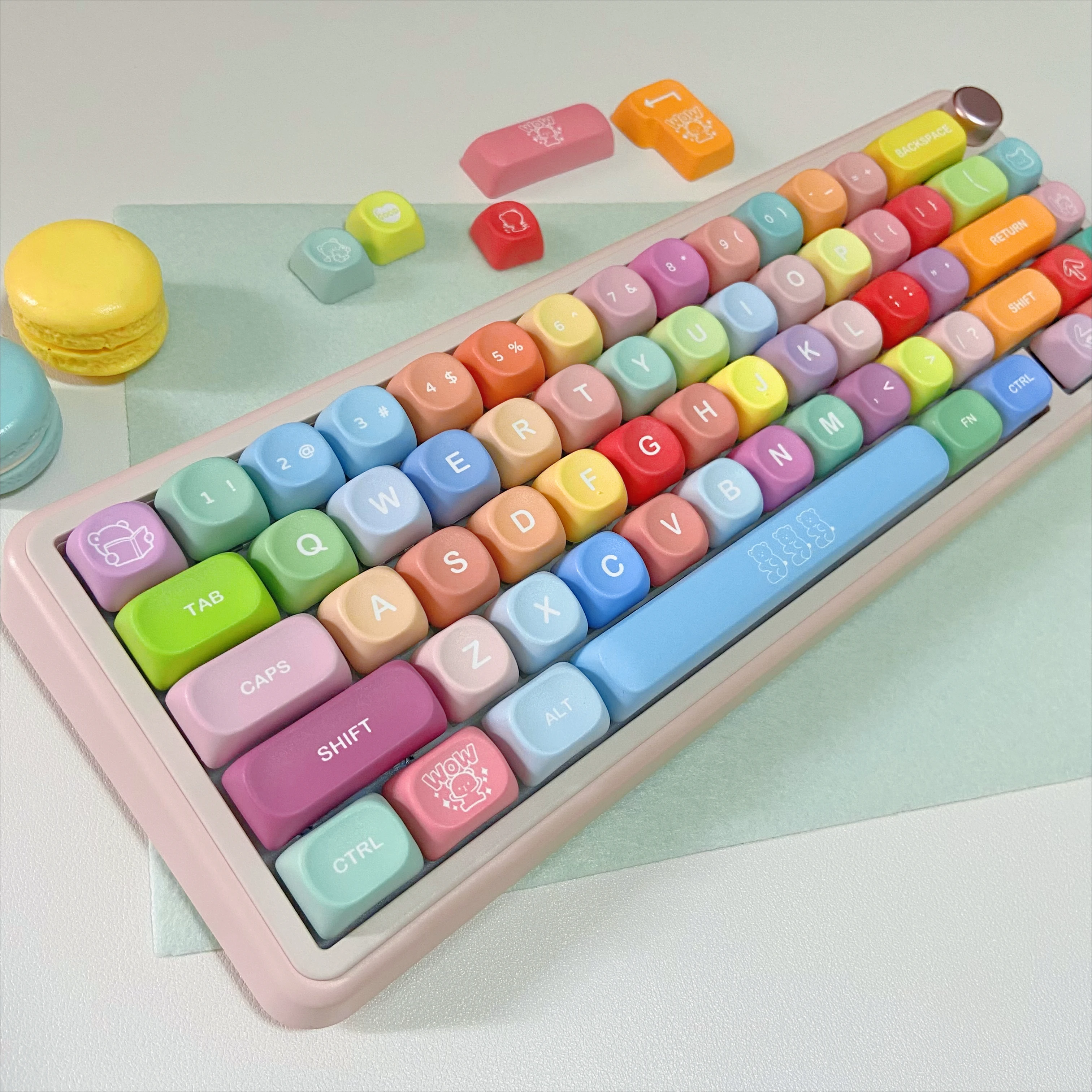 

Colorful Gummies Bear Keycaps Cute MOA Key Caps for Mechanical Keyboard Custom PBT Keycaps English Korean Layout 60 70 80 90 100