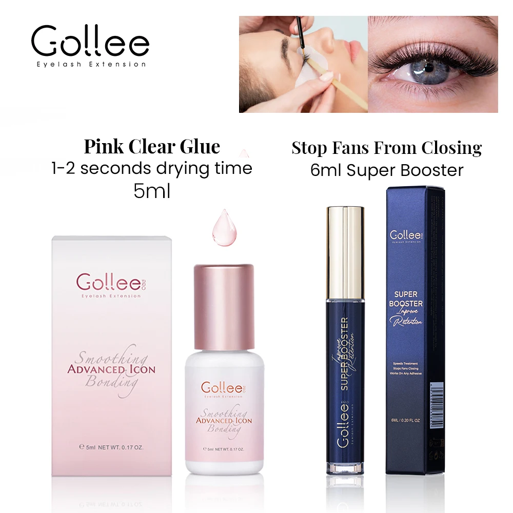 

Gollee 1-2s Dry Glue Lash Transparent Pink Eyelashes Extension Glue Colored Eyelash Adhesive Booster Cuticle Opening Accelerator