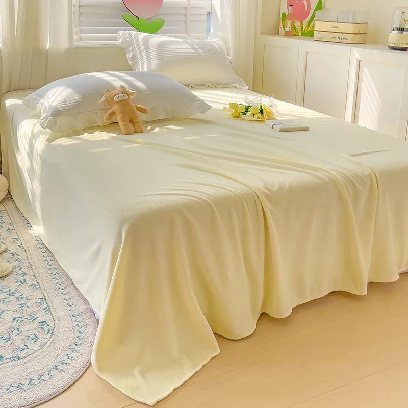 Autumn Winter Thickened Plush Sheet Pillowcase 1 or 3 PCS Warm Cozy Milk Fleece Sheets Soft Skin-friendly Antistatic Bedsheet