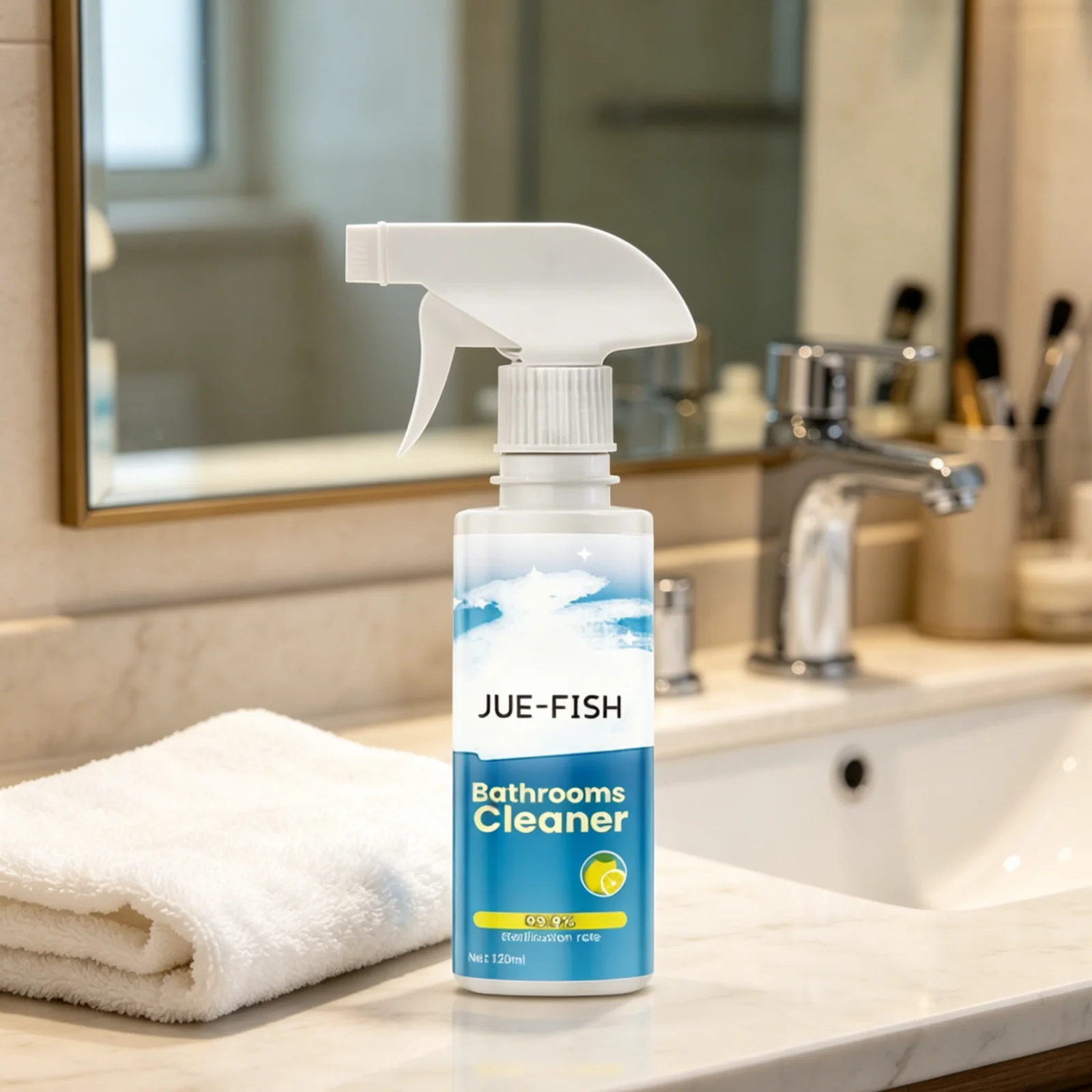 

Jue Fish Bathroom Cleaner Limescale Remover Powerful Cleaning Deep Penetration Fast Acting Gentle Hard Water Stain Cleaner 120ml