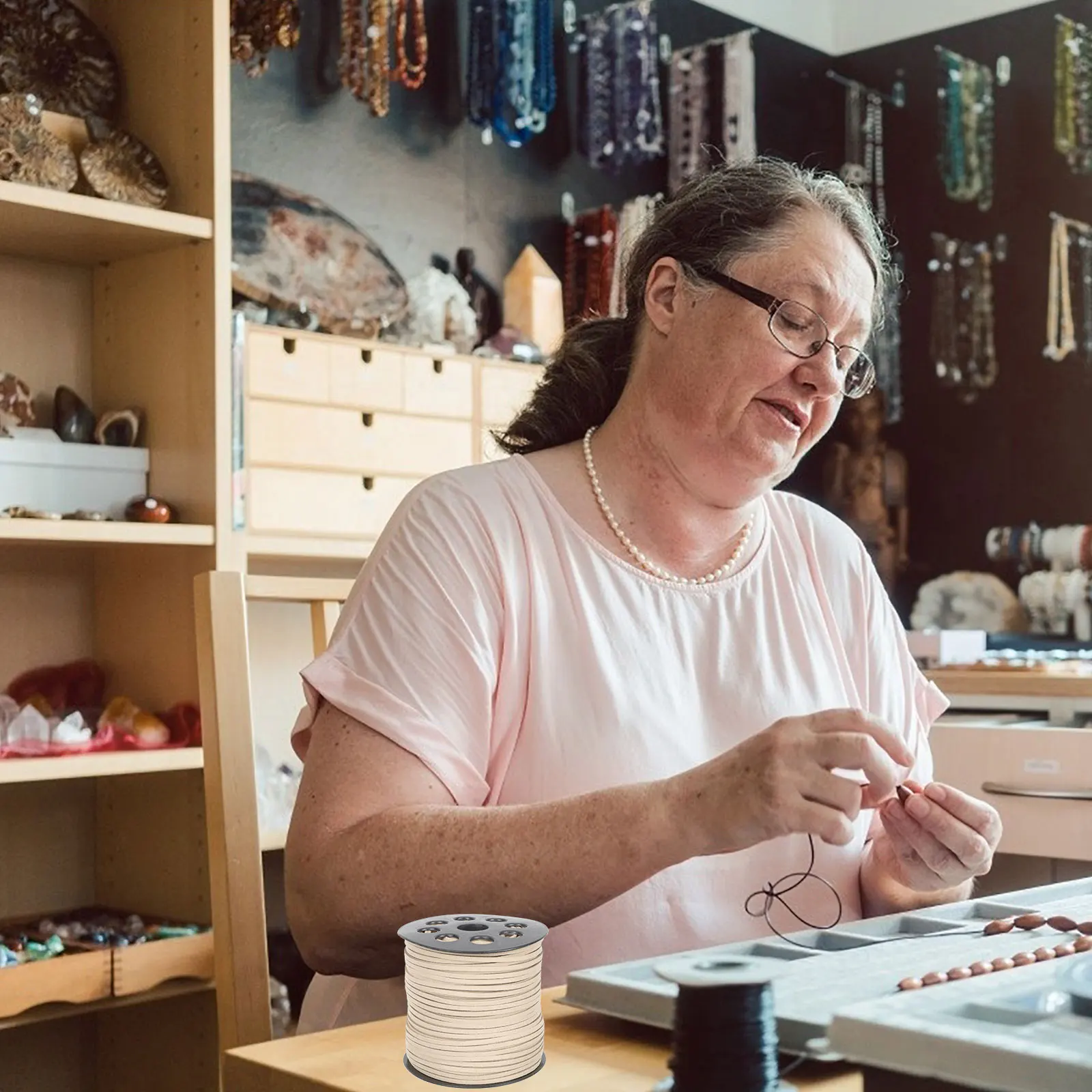 

DIY Beading Ropes 26mm Double Fleece Cord Ivory White 90M Roll Jewelry Necklace Suede Bracelet Making Craft Supply