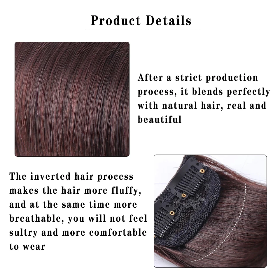 Ashifts-Épingle à cheveux à clip ultraviolette pour femme, coussin de cheveux Élsans couture, extensions de cheveux naturels noirs, faux