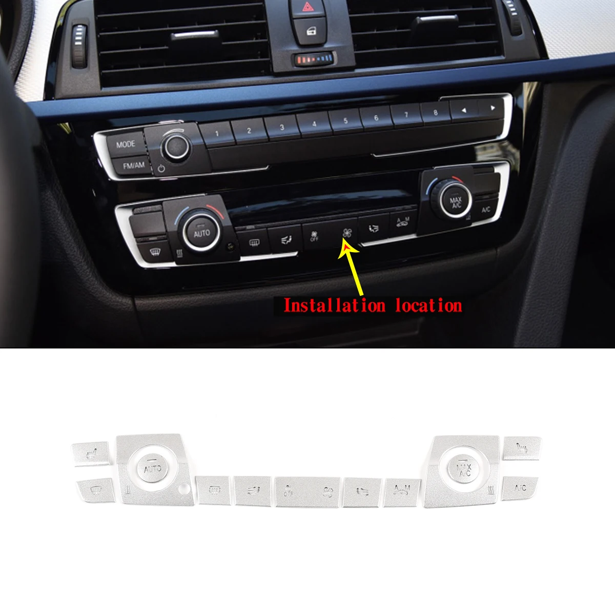 

Для BMW 3, 4 серии 3, GT F30 F32 F33 F36 2013-2019, наклейки на кнопки кондиционера из нержавеющей стали, автомобильные аксессуары